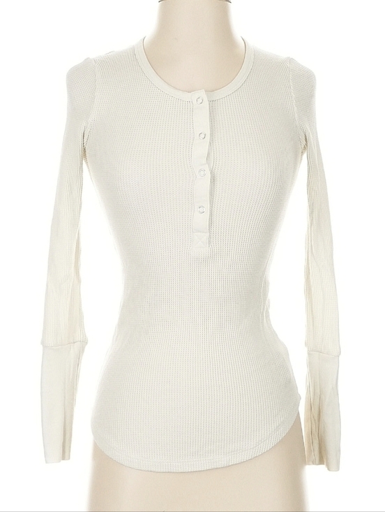 Splendid Tops - Splendid Waffle Knit Henley Long Sleeve Top XS Cream Off White